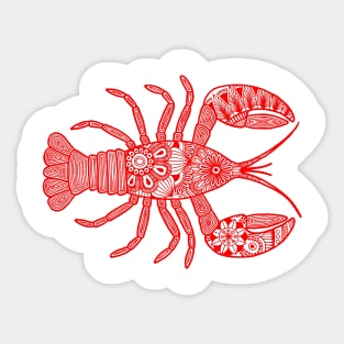 Lobster (red and white horizontal) Sticker
